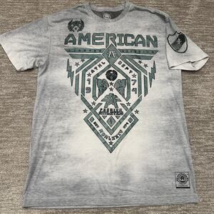 American Fighter Shirt Mens Xl Gray Green MMA Mixed Martial Arts Short Sleeve